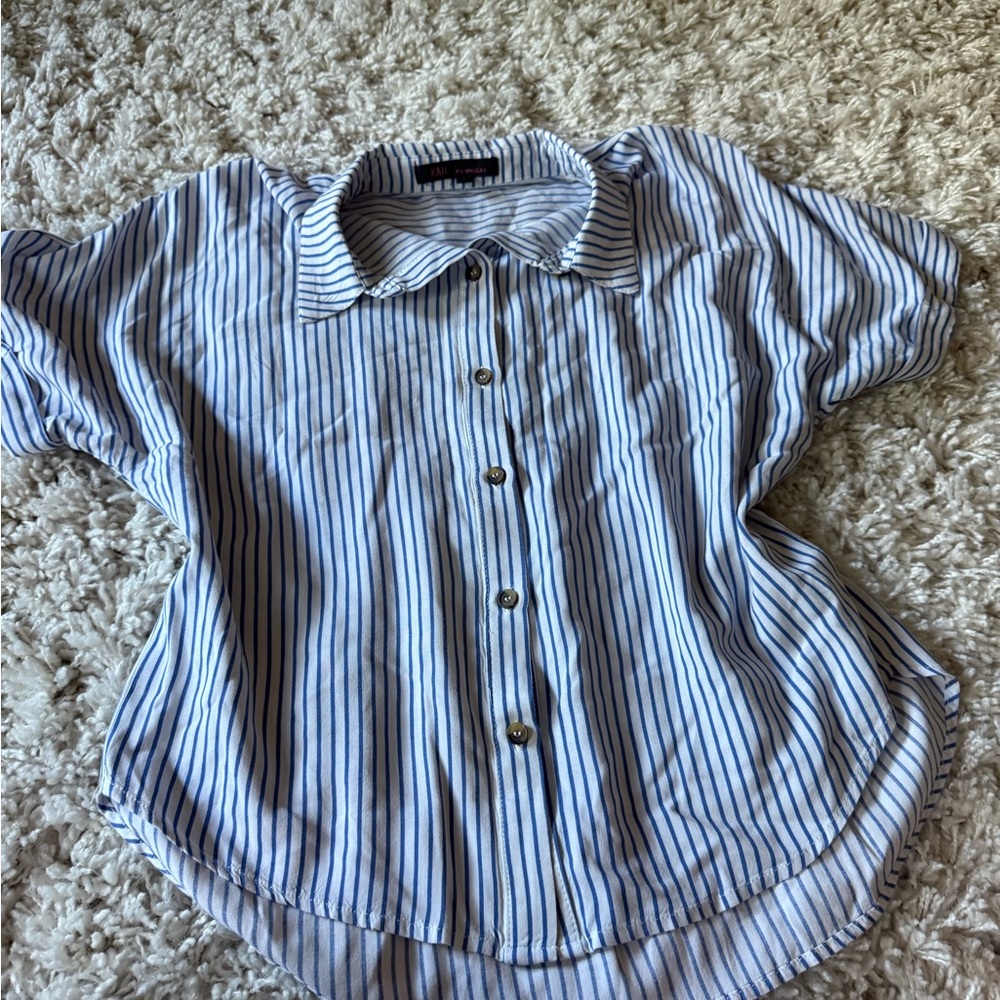 Kaii Women's Blue and White Striped Blouse
